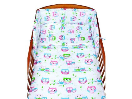 Dětské povlečení do postýlky New Baby Sovičky 2-dílné 100 x 135 cm bílé