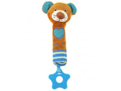 Dětská pískací plyšová hračka s kousátkem Baby Mix medvídek