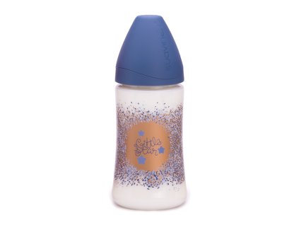 SUAVINEX | Láhev 270 ml PREMIUM HAUTE COUTURE - MODRÁ PRSKANÁ