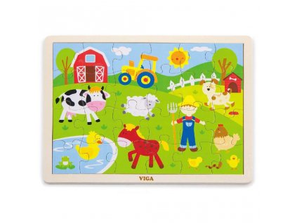 Dětské dřevěné puzzle Viga Farma