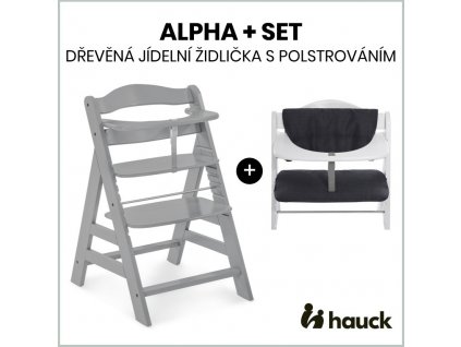 set detska jidelni zidlicka hauck alpha 2 v 1 grey polstrovani melange charcoal