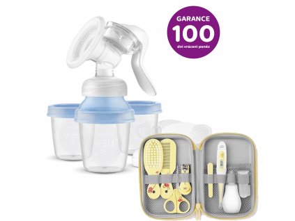 Odsávačka mateř. mléka Philips AVENT manuální s VIA systémem + sada pro péči o dítě SCH400/52