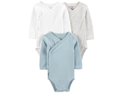 Dětské body CARTER'S dlouhý rukáv Blue & Grey neutrál 3 ks