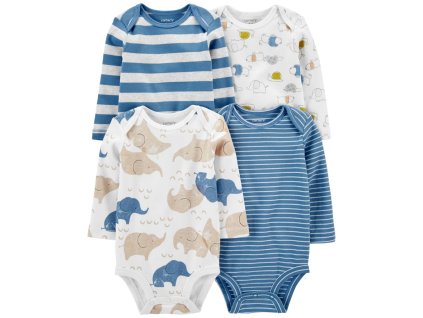 Dětské body CARTER'S dlouhý rukáv Blue Animals chlapec 4 ks