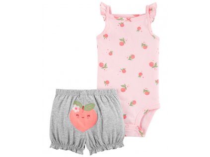 Dětský set CARTER'S 2dílný body na ramínka+kraťasy Pink Peach holka