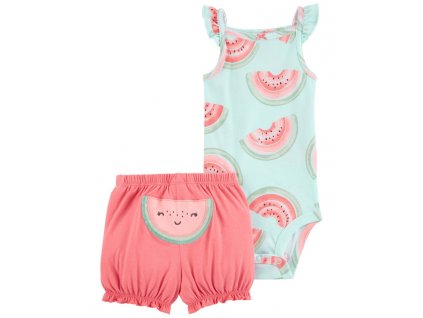 Dětský set CARTER'S 2dílný body na ramínka+kraťasy Pink Watermelon holka