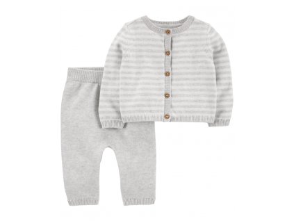 Dětský set CARTER'S 2dílný svetr+kalhoty Grey Stripes neutrál