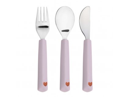 detsky pribor lassig cutlery with silicone handle 3 kusy happy rascals heart lavender