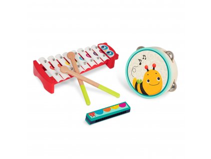 Dětská edukační hračka B-Toys Mini Melody Band hudební nástroje dřevěné