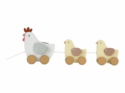 Dětská hračka tahací slepička s kuřátky Little Dutch Farma dřevěná