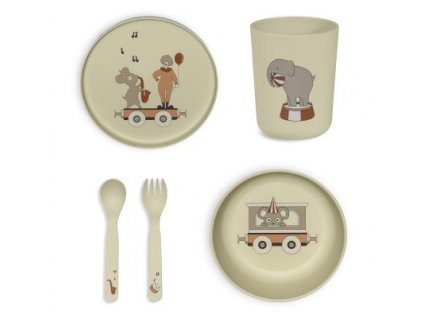 Dětský jídelní set NUUROO Marius PLA (barva Dusty Blue)