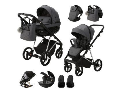 Dětský kombinovaný kočárek ADAMEX Quantum Special Edition (barva Black/Gold)