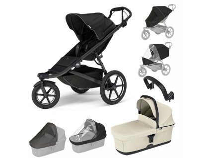 set detsky kocarek thule urban glide 3 s uni prislusenstvim black soft beige