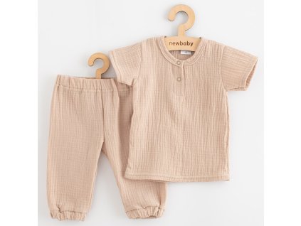 Kojenecká mušelínová souprava tričko a kalhoty New Baby