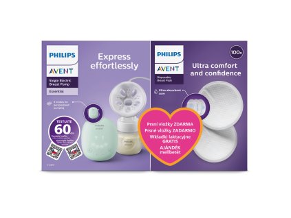 Elektrická odsávačka mateřského mléka Philips AVENT Essential SCF323/11+Dárek