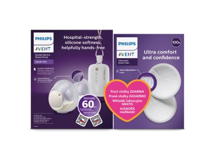 Elektrická odsávačka mateřského mléka Philips AVENT Hands-Free DUO Premium Plus SCF532/11+Dárek