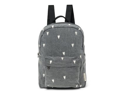 Batoh s přední kapsou STUDIO NOOS - Denim Midi BACKPACK (barva Grey Hearts)