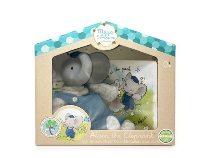 Dětský dárkový set Meiya&Alvin knížka + hračka (barva sloník Alvin)