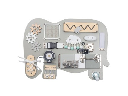 Dětská hračka Baby Mix Activity Board Slon Montessori (Barva Šedá)