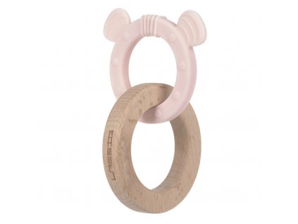 Lässig kousátko Teether Ring 2in1 Wood/Silikone Little Chums mouse