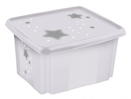 Úložný box s víkem malý "Stars", Bílá