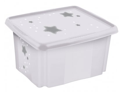 KEEEPER Úložný box s víkem velký "Stars", Bílá II