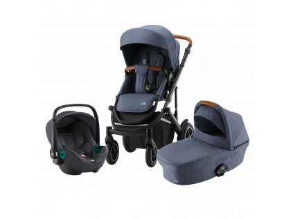 Britax Römer Set kočárek Smile III + hluboká korba + autosedačka Baby Safe 3 i-Size, Indigo Blue