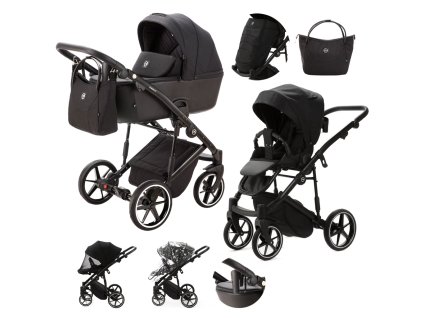 ADAMEX Kočárek kombinovaný Mobi New Lux Black