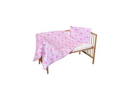 Cosing 2-dílné dětské povlečení 100x135cm Sleeplease, Srdce růžová
