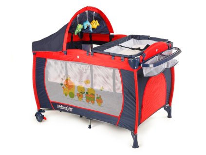 Kindersafety cestovní postýlka s přebalovacím pultem, red/blue