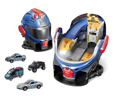 WIKY Policejní stanice helma s efekty 20x32x20 cm