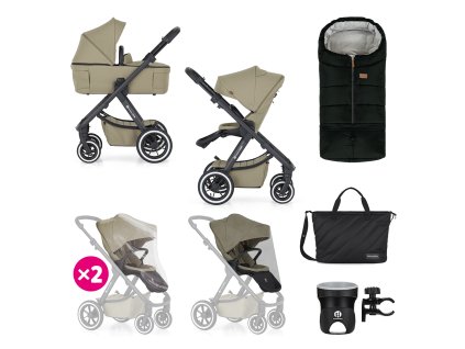 PETITE&MARS Kočárek kombinovaný ICON 2v1 Mossy Green XXL AIR