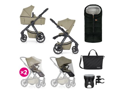 PETITE&MARS Kočárek kombinovaný ICON 2v1 Mossy Green XXL RWS