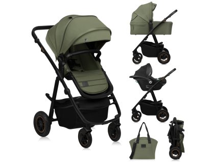 LIONELO Kočárek kombinovaný Amber Plus 3v1 Green Forest