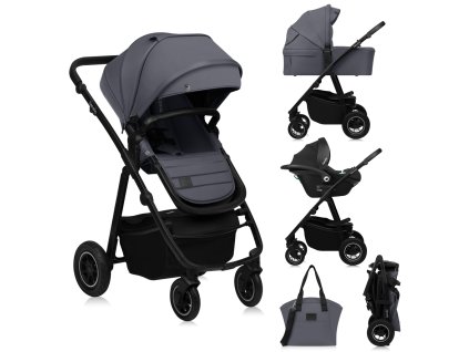 LIONELO Kočárek kombinovaný Amber Plus 3v1 Grey Graphite