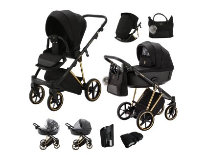 ADAMEX Kočárek kombinovaný Belissa Special Edition Black/Gold