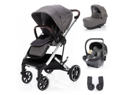 ZOPA Set kočárek Quest+ korba+ adaptéry+ autosedačka, Tornado Grey/Silver