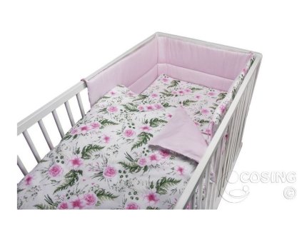 Cosing 3-dílné dětské povlečení 100x135cm, Květy růžová