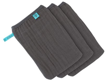 Lässig mycí rukavice Muslin Wash Glove Set 3 pcs anthracite