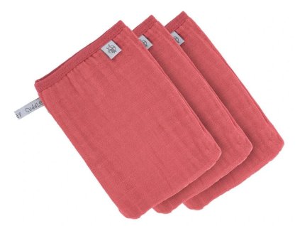 Lässig mycí rukavice Muslin Wash Glove Set 3 pcs rosewood