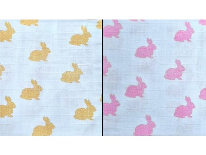 Látkové bavlněné pleny, osušky 90x100 cm, zajíčci mix (2ks)