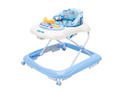 Baby Mix Dětské chodítko s volantem a silikonovými kolečky, světle modrá