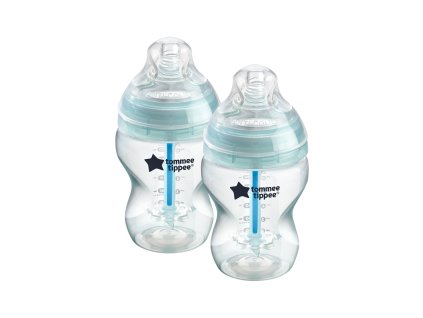 Tommee Tippee Kojenecká lahev, ANTI-COLIC, pomalý průtok, 0+, 260 ml, 2ks