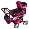 Kinderplay kočárek pro panenky 3v1, Černý/fialové trojúelníky