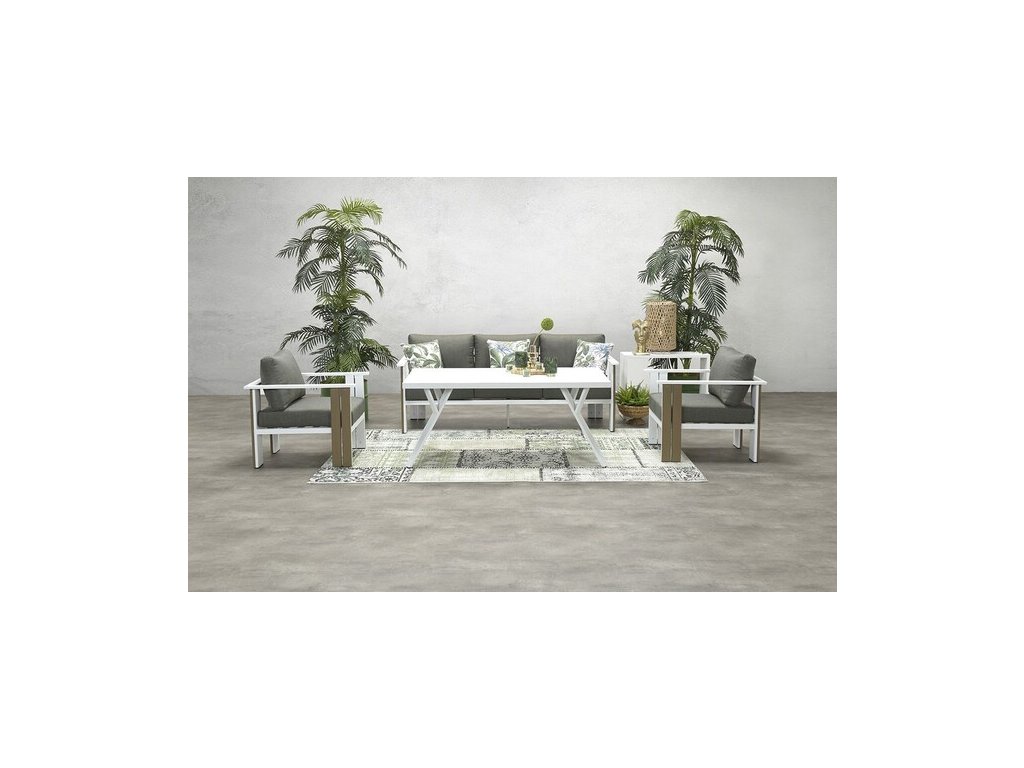 zahradna hlinikova suprava plato vintage teakmat biely 4523