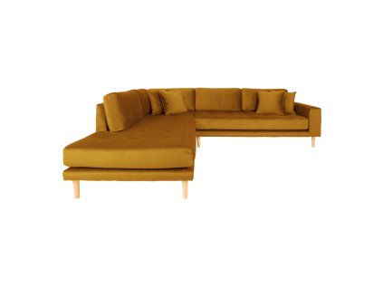Rohová sedacia súprava Lido s otvoreným koncom – horčicovožltý zamat