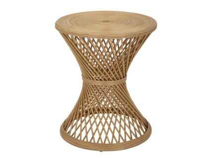 Okrúhly nízky stolík z ratanu