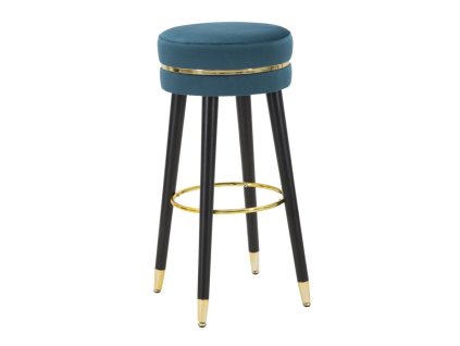 Zelenomodrá zamatová barová stolička Paris