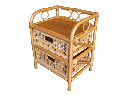 Ratanová komoda 2 zásuvky medová