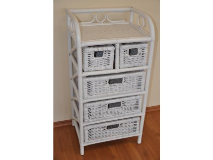 Ratanová komoda 3+2 zásuvky biela